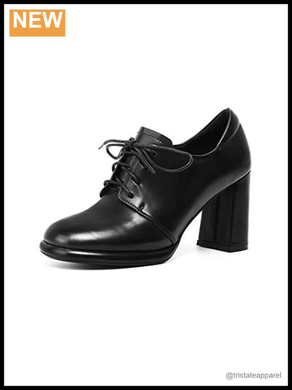 Genuine Leather Platform Oxford Shoes Lace Up Square Toe Chunky Heel